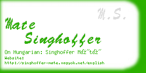 mate singhoffer business card